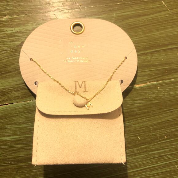 A New Day NWT 14k Gold Plated 16" Initial "M" Necklace with 3" Extender - Picture 1 of 3